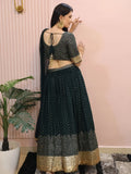 Beautiful Green Sequins Mehendi Wear Lehenga Choli - Ethnic Plus In