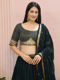 Beautiful Green Sequins Mehendi Wear Lehenga Choli - Ethnic Plus In