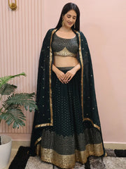 Beautiful Green Sequins Mehendi Wear Lehenga Choli - Ethnic Plus In
