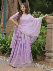 Beautiful Lavender Sequins Jacquard Wedding Wear Lehenga Choli - Ethnic Plus In