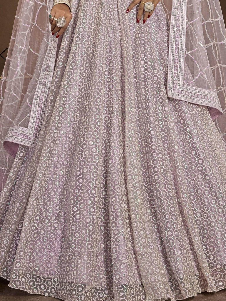 Beautiful Lavender Sequins Net Engagement Wear Lehenga Choli - Ethnic Plus In