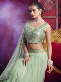 Beautiful Light Pista Sequins Net Engagement Wear Lehenga Choli - Ethnic Plus In
