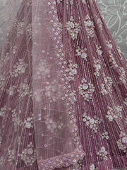 Beautiful Lilac Sequins Net Designer Lehenga Choli With Dupatta - Ethnic Plus In