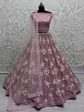 Beautiful Lilac Sequins Net Designer Lehenga Choli With Dupatta - Ethnic Plus In