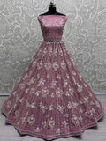 Beautiful Lilac Sequins Net Designer Lehenga Choli With Dupatta - Ethnic Plus In