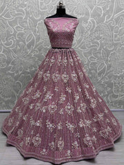Beautiful Lilac Sequins Net Designer Lehenga Choli With Dupatta - Ethnic Plus In