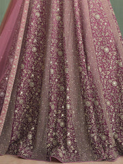 Beautiful Mauve Embroidered Georgette Wedding Wear Lehenga Choli - Ethnic Plus In