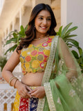 Beautiful Multi Color Georgette Sequins Sangeet Wear Lehenga Choli - Ethnic Plus In