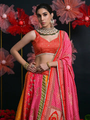 Beautiful Multi - Color Zari Weaving Silk Designer Lehenga Choli - Ethnic Plus In