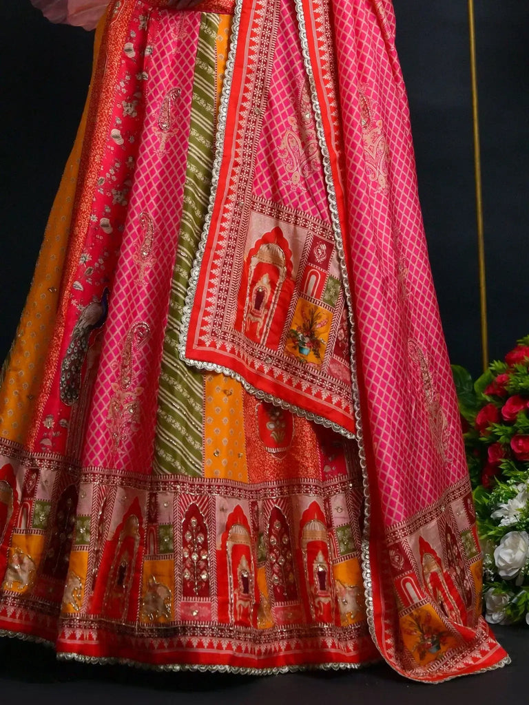 Beautiful Multi - Color Zari Weaving Silk Designer Lehenga Choli - Ethnic Plus In