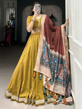 Beautiful Mustard Yellow Lace Work Traditional Lehenga Choli - Ethnic Plus In