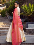 Beautiful Off - White Zari Weaving Jacquard Traditional Lehenga Choli - Ethnic Plus In