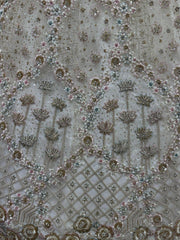 Beautiful Off - White Zircon Work Net Designer Lehenga Choli With Dupatta - Ethnic Plus In