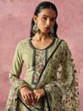 Beautiful Pastel Green Georgette Thread Embroidered Straight Suit - Ethnic Plus In