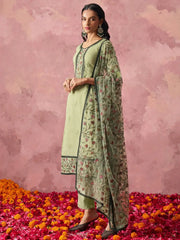 Beautiful Pastel Green Georgette Thread Embroidered Straight Suit - Ethnic Plus In