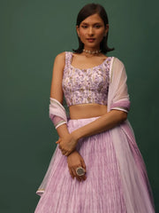 Beautiful Pink Floral Printed Georgette Event Wear Lehenga Choli - Ethnic Plus In
