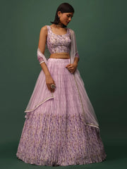 Beautiful Pink Floral Printed Georgette Event Wear Lehenga Choli - Ethnic Plus In