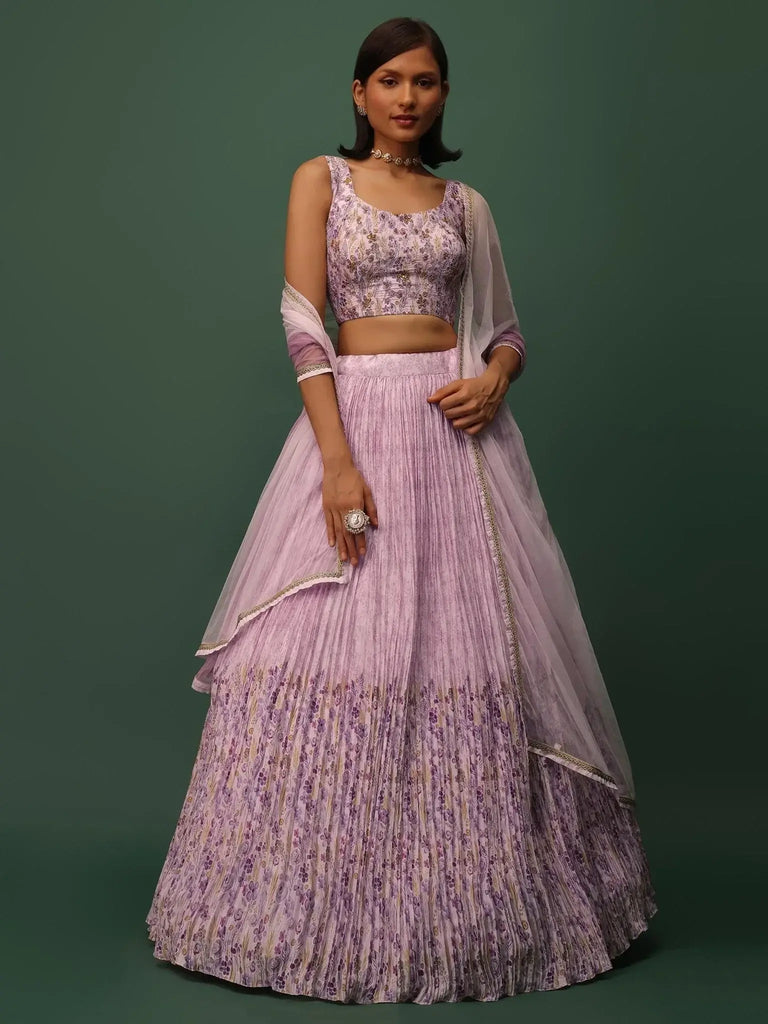 Beautiful Pink Floral Printed Georgette Event Wear Lehenga Choli - Ethnic Plus In