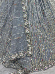 Beautiful Powder Blue Silk Wedding Wear Lehenga Choli With Dupatta - Ethnic Plus In