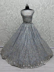 Beautiful Powder Blue Silk Wedding Wear Lehenga Choli With Dupatta - Ethnic Plus In