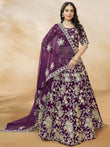 Beautiful Purple Color Embroidered Silk Engagement Wear Lehenga Choli - Ethnic Plus In