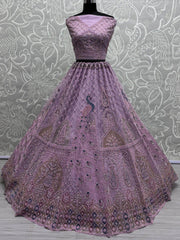 Beautiful Purple Multi - Thread Work Net Designer Lehenga Choli - Ethnic Plus In