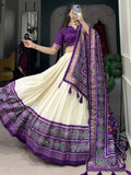 Beautiful Purple Patola Print Tussar Silk Function Wear Lehenga Choli - Ethnic Plus In