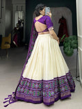 Beautiful Purple Patola Print Tussar Silk Function Wear Lehenga Choli - Ethnic Plus In
