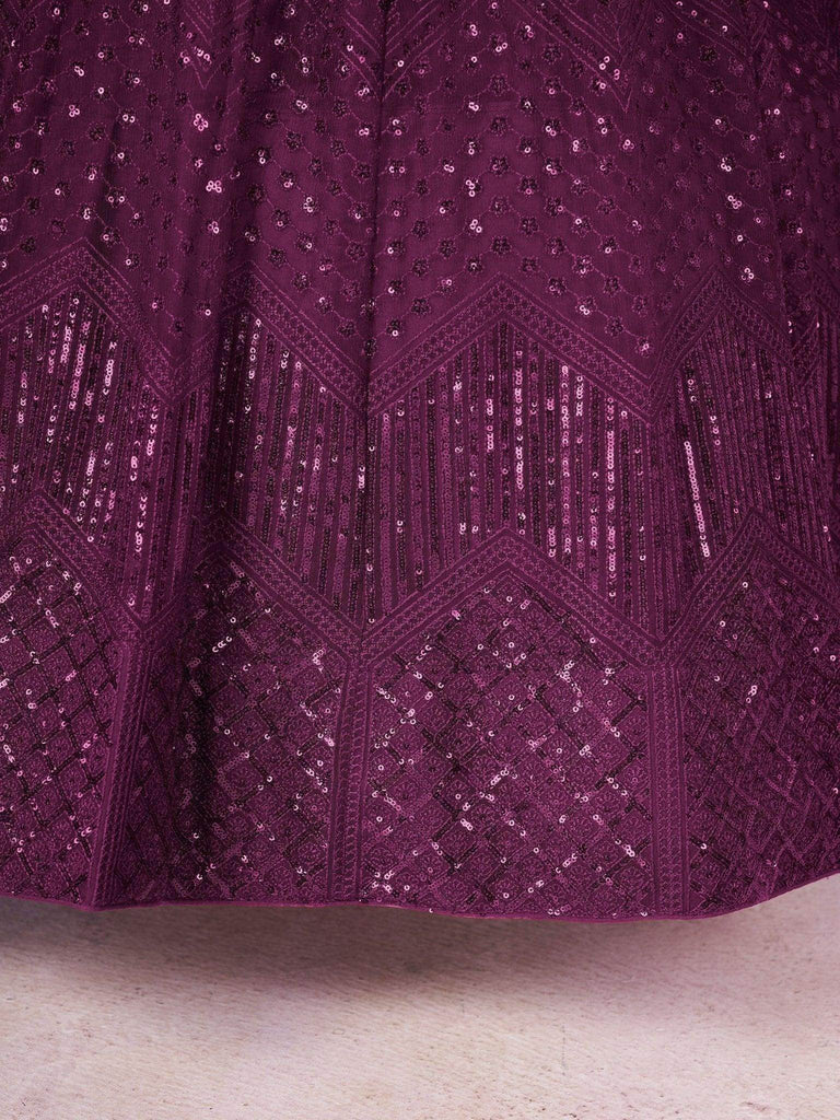 Beautiful Purple Sequins Soft Net Function Wear Lehenga Choli - Ethnic Plus In