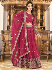 Beautiful Rani Pink Sequins Georgette Navratri Wear Lehenga Choli - Ethnic Plus In