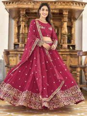 Beautiful Rani Pink Sequins Georgette Navratri Wear Lehenga Choli - Ethnic Plus In