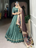 Beautiful Sea Green Lace Work Event Wear Lehenga Choli With Dupatta - Ethnic Plus In