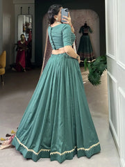 Beautiful Sea Green Lace Work Event Wear Lehenga Choli With Dupatta - Ethnic Plus In