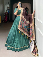 Beautiful Sea Green Lace Work Event Wear Lehenga Choli With Dupatta - Ethnic Plus In