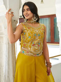 Beautiful Yellow Georgette Sequins Party Wear Palazzo Suit - Ethnic Plus In