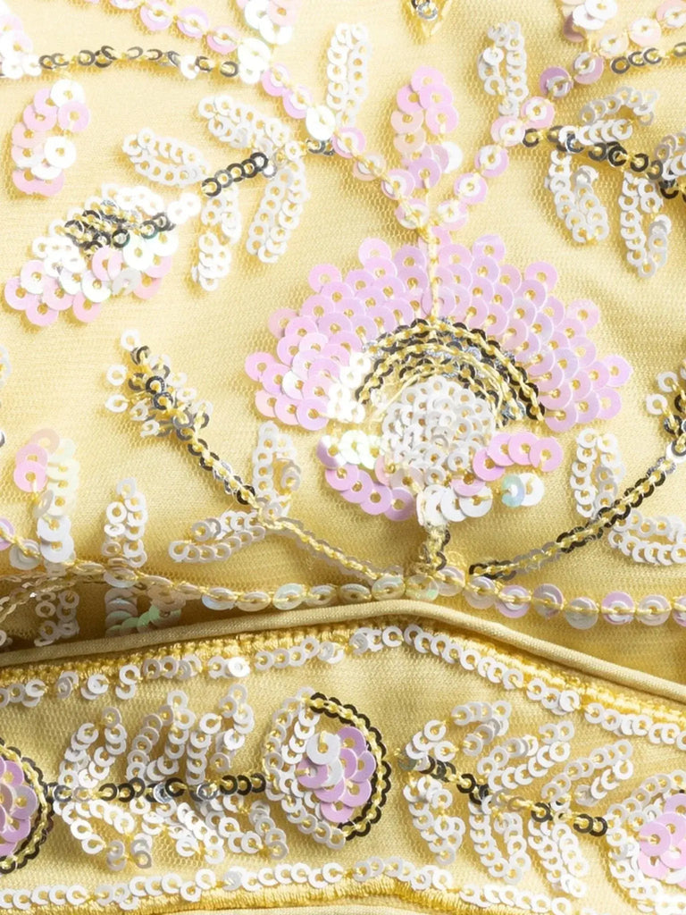 Beautiful Yellow Sequins Net Party Wear Lehenga Choli With Dupatta - Ethnic Plus In