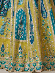 Beautiful Yellow Thread Embroidered Banarasi Silk Lehenga Choli With Dupatta - Ethnic Plus In