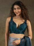 Beautiful Grey Chiffon Designer Pre-Stitched Saree With Blouse