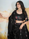 Bewitching Black Sequins Chinon Reception Wear Lehenga Choli - Ethnic Plus In