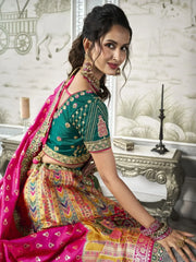 Bewitching Multi Color Embroidered Silk Wedding Lehenga Choli - Ethnic Plus In