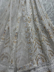 Bewitching Off - White Mirror Work Net Bridesmaid Lehenga Choli - Ethnic Plus In