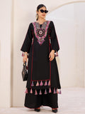 Gorgeous Black Rayon Thread Embroidered Traditional Co-ord Set