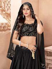 Captivating Black Georgette Party Wear Lehenga Choli With Dupatta