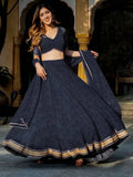 Captivating Black Laheriya Print Georgette Wedding Lehenga Choli