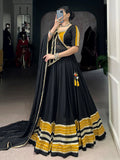Pretty Black Rayon Sequins Work Navratri Wear Lehenga Choli
