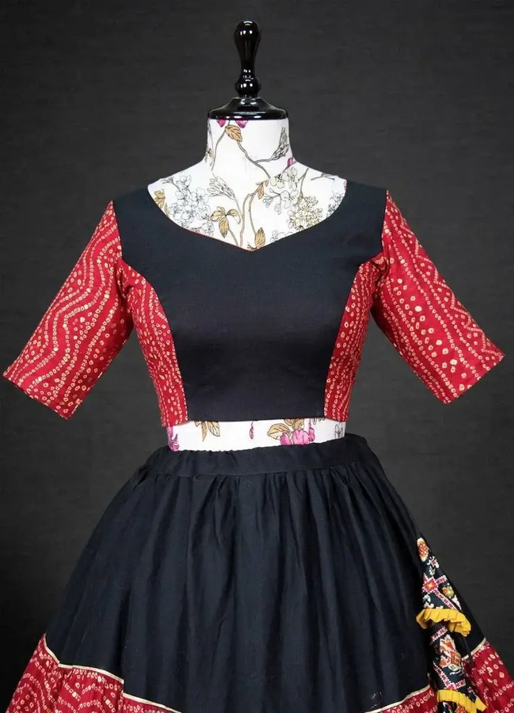 Superior Red Pure Cotton Bandhani Print Navratri Wear Ghaghara Choli
