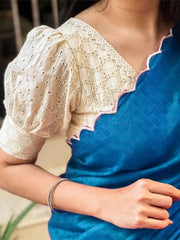 Stunning Blue Festival Saree With Ready Made Blouse