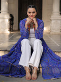 Pretty Blue Georgette Bandhani Printed Navratri Wear Long Shrug