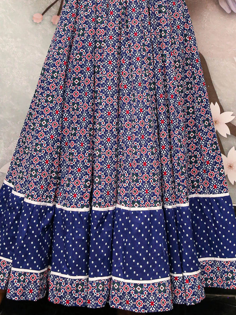 Graceful Blue Crepe Digital Printed Casual Wear Anarkali Gown