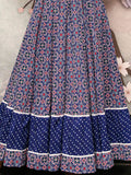 Graceful Blue Crepe Digital Printed Casual Wear Anarkali Gown